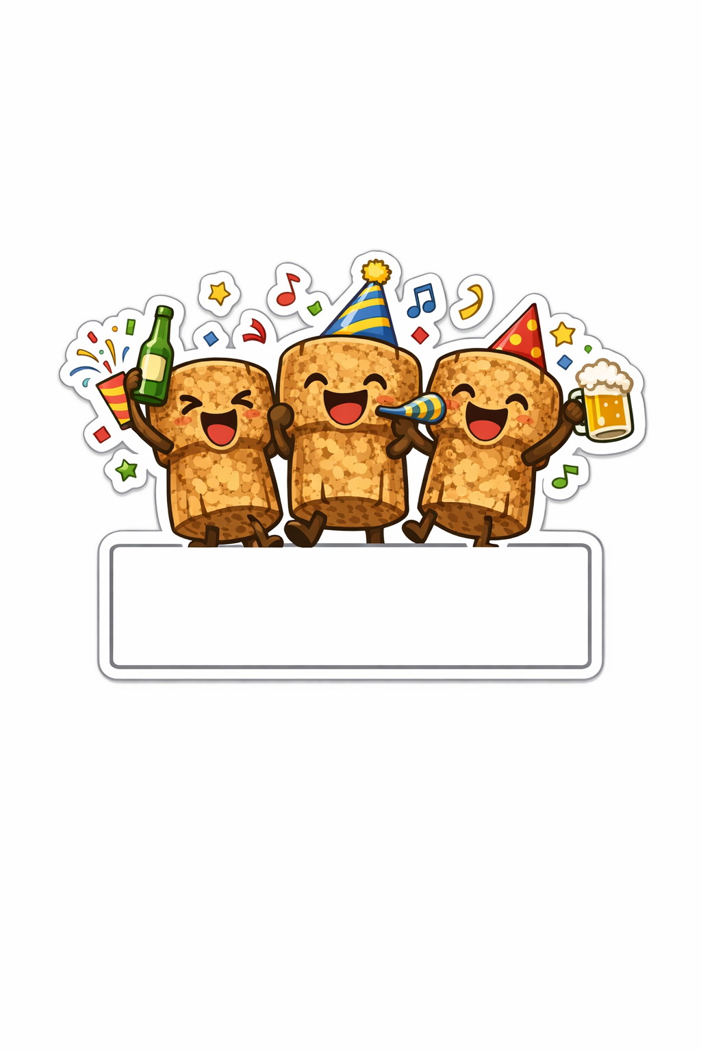 Stickette Tappi di sughero che festeggiano